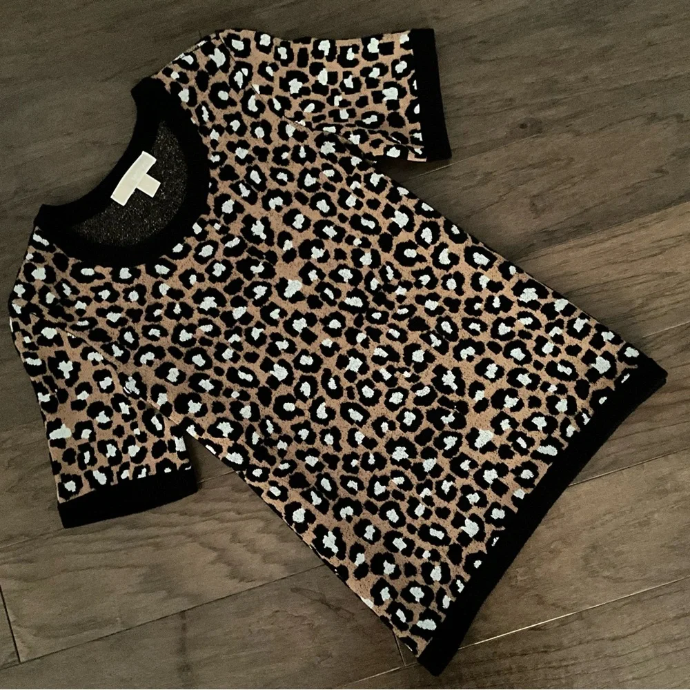 NWOT Michael Kors Leopard Print Sweater Spring SS Sweater - Picture 11 of 11